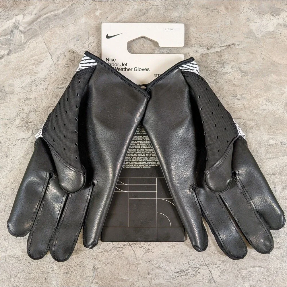 Adult Large Nike Vapor Jet 8.0 All-Weather Storm-FIT Black White Football Gloves
